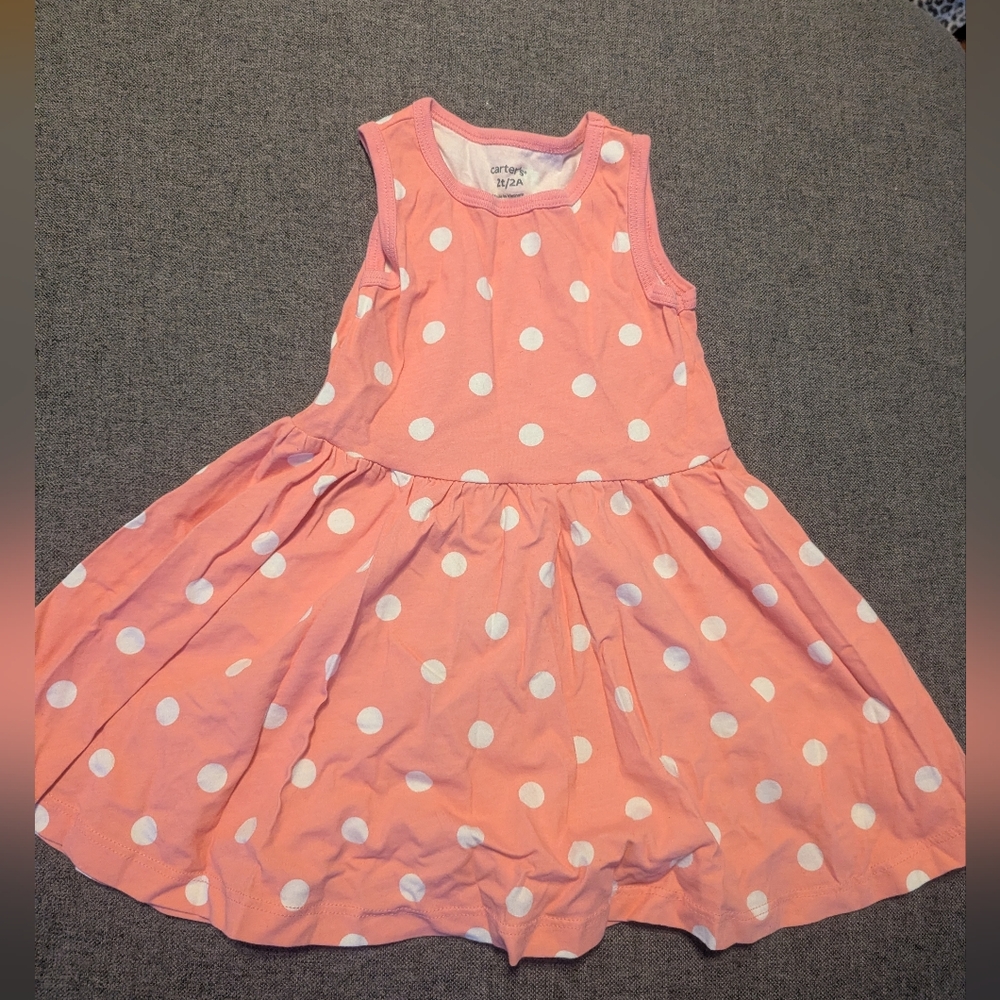 Carter's Peach Dress with White Polka Dots